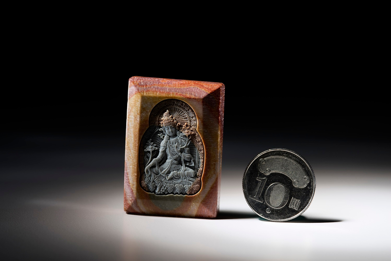 碧紅玉 綠度母菩薩 毫芒雕刻