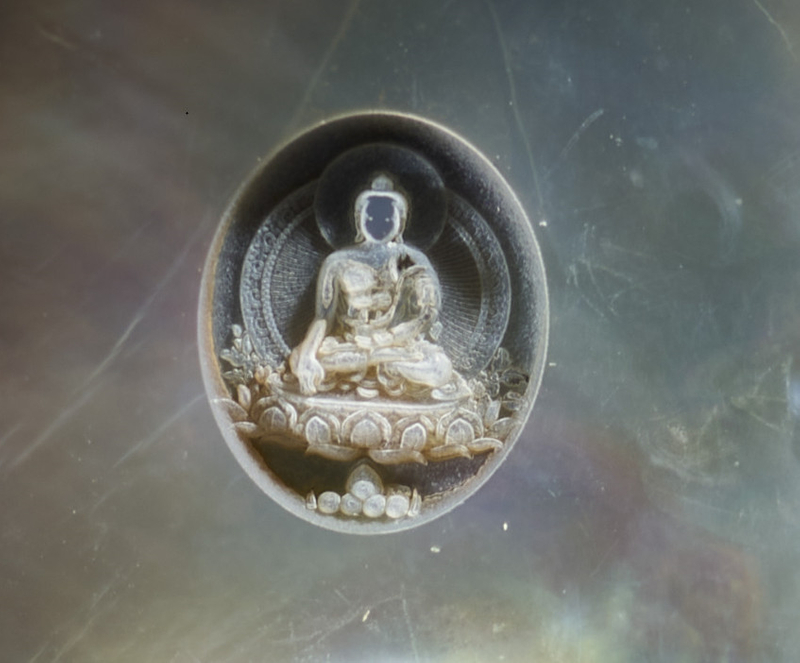 螺鈿貝殼 南無本師釋迦牟尼佛 毫芒雕刻