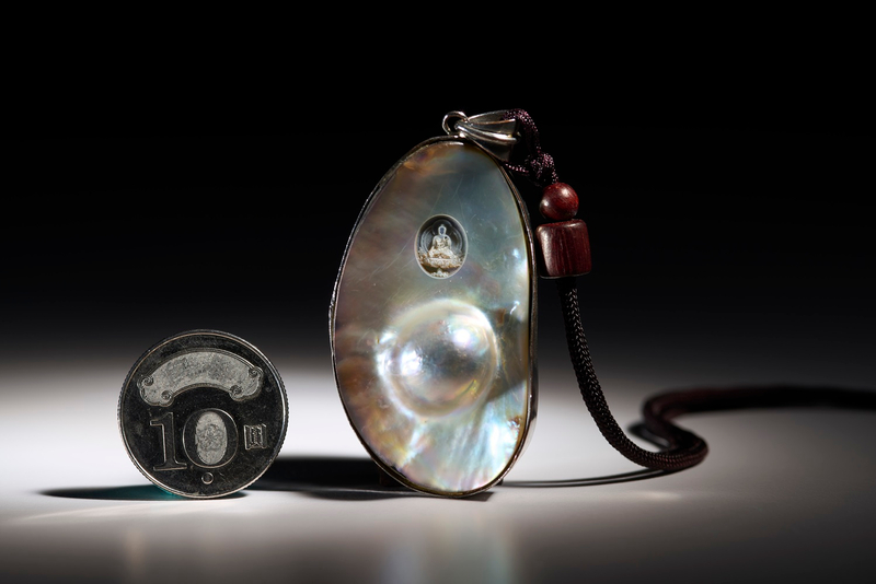 螺鈿貝殼 南無本師釋迦牟尼佛 毫芒雕刻